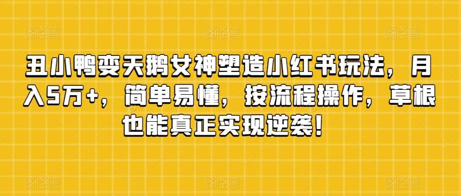 丑小鸭变天鹅女神塑造小红书玩法，月入5万+，简单易懂，按流程操作，草根也能真正实现逆袭！-靠谱项目库