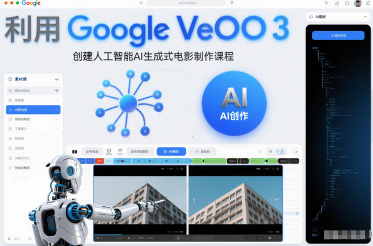 利l用Google Veo 3创建人工智能AI生成式电影制作课程，使用人工智能的力量创建令人惊叹的视频-靠谱项目库
