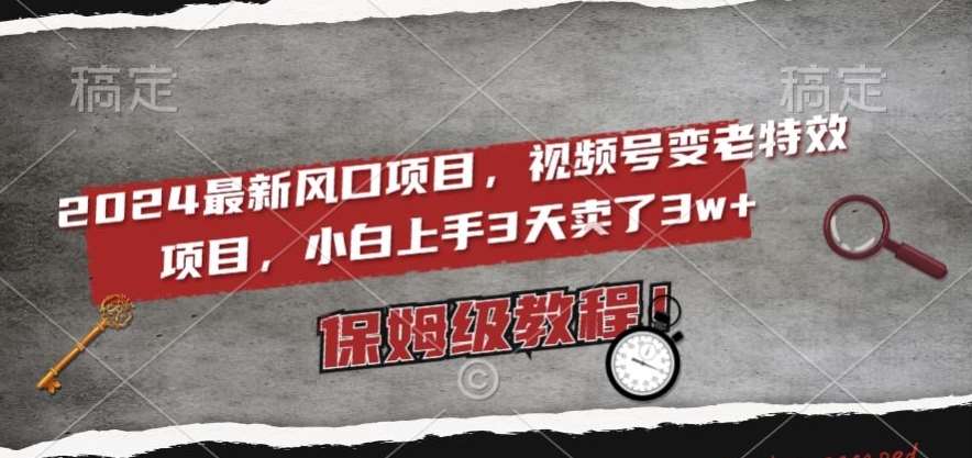 2024最新风口项目，视频号变老特效项目，电脑小白上手3天卖了3w+，保姆级教程【揭秘】-靠谱项目库