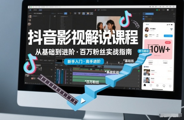 抖音百万粉丝影视解说课程,基础到进阶课,适合新手和进阶学习-靠谱项目库
