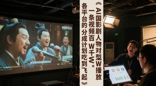 AI三国影视剧人物对口型唱歌玩法，一条视频百W千W播放，各平台的分成计划吃到飞起-靠谱项目库
