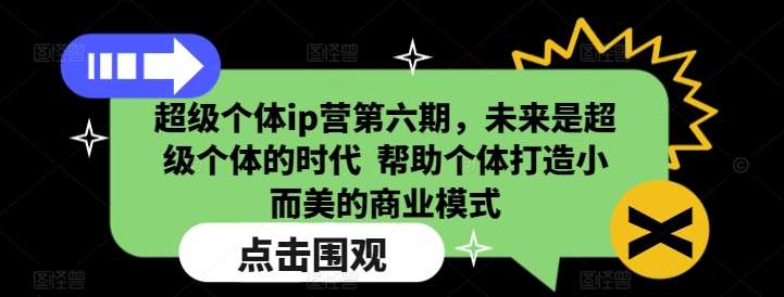 超级个体ip营第六期，未来是超级个体的时代  帮助个体打造小而美的商业模式-靠谱项目库
