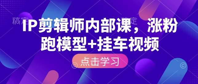 IP剪辑师内部课，涨粉跑模型+挂车视频-靠谱项目库