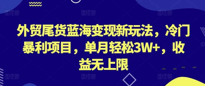外贸尾货蓝海变现新玩法，冷门暴利项目，单月轻松3W+，收益无上限【揭秘】-靠谱项目库