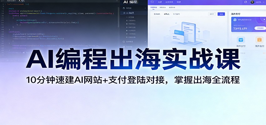 AI编程出海实战课：10分钟速建AI网站+支付登陆对接，掌握出海全流程-靠谱项目库