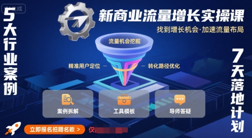 新商业流量增长实操课，找到增长机会，加速流量布局-靠谱项目库
