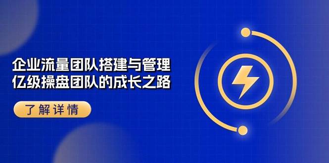 企业流量团队搭建与管理，亿级操盘团队的成长之路（28节课）-靠谱项目库