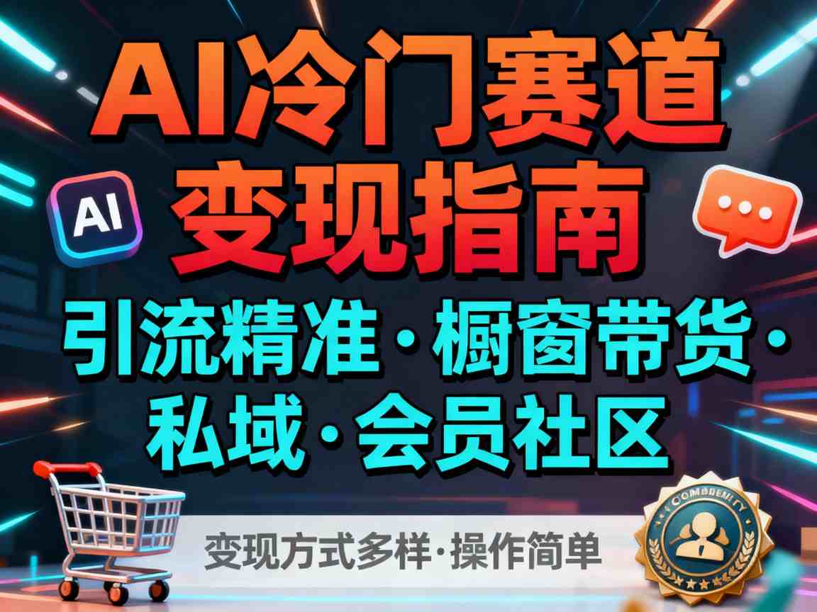 AI冷门赛道,引流精准,橱窗带货+私域+会员社区,变现方式多样,操作简单-靠谱项目库