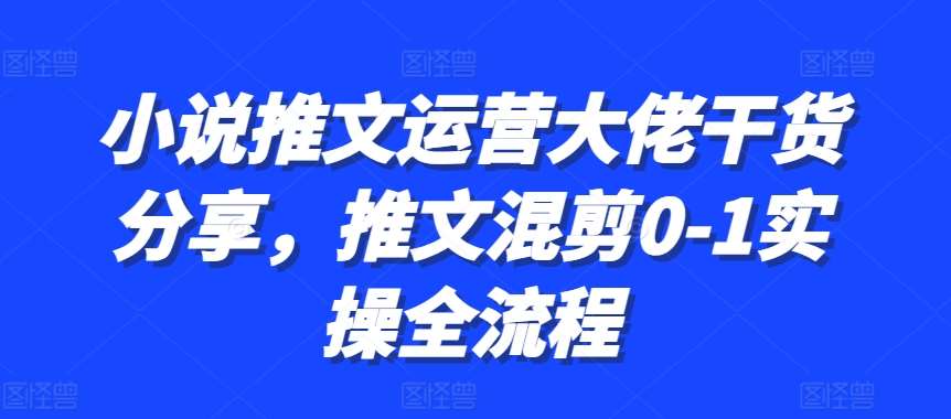 小说推文运营大佬干货分享，推文混剪0-1实操全流程-靠谱项目库