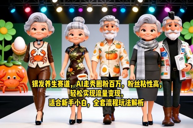 银发养生赛道,AI走秀圈粉百万,粉丝粘性高,轻松实现流量变现,适合新手小白,全套流程玩法解析-靠谱项目库
