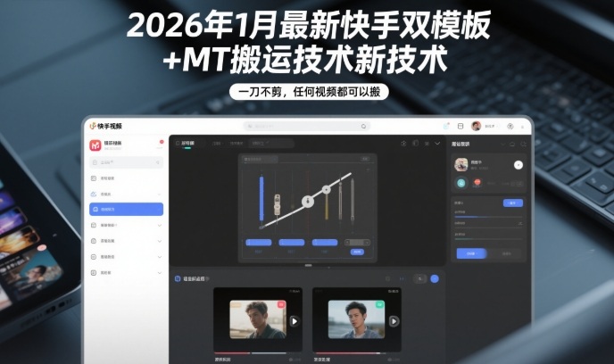 2026年1月最新快手双模板+MT搬运技术,一刀不剪,任何视频都可以搬-靠谱项目库
