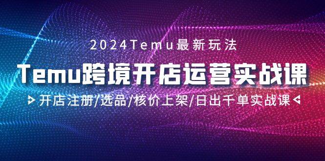 （9208期）2024Temu跨境开店运营实战课，开店注册/选品/核价上架/日出千单实战课-靠谱项目库