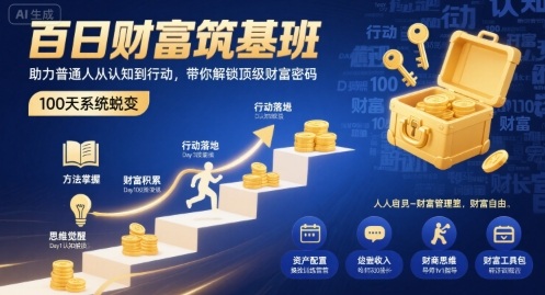 百日财富筑基班，助力普通人从认知到行动，带你解锁顶级财富密码-靠谱项目库