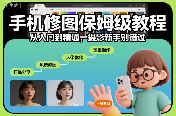 手机修图保姆级教程，从入门到精通，摄影新手别错过-靠谱项目库