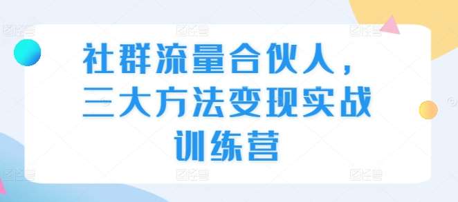 社群流量合伙人，三大方法变现实战训练营-靠谱项目库