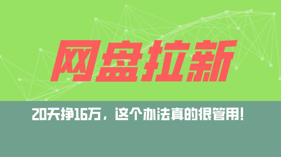 (12294期)网盘拉新+私域运营玩法,零基础入门,小白可操作,当天见效,日入5000+-靠谱项目库