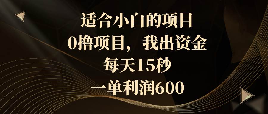 （8571期）适合小白的项目，0撸项目，我出资金，每天15秒，一单利润600-靠谱项目库