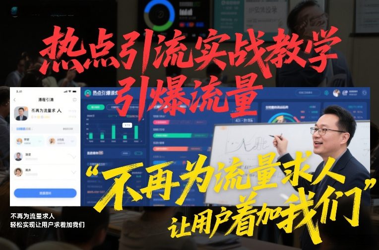 热点引流实战教学，引爆流量，不再为流量求人，轻松实现让用户求着加我们-靠谱项目库