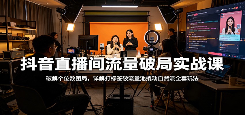 抖音直播间流量破局实战课:破解个位数困局,详解打标签破流量池撬动自然流全套玩法-靠谱项目库