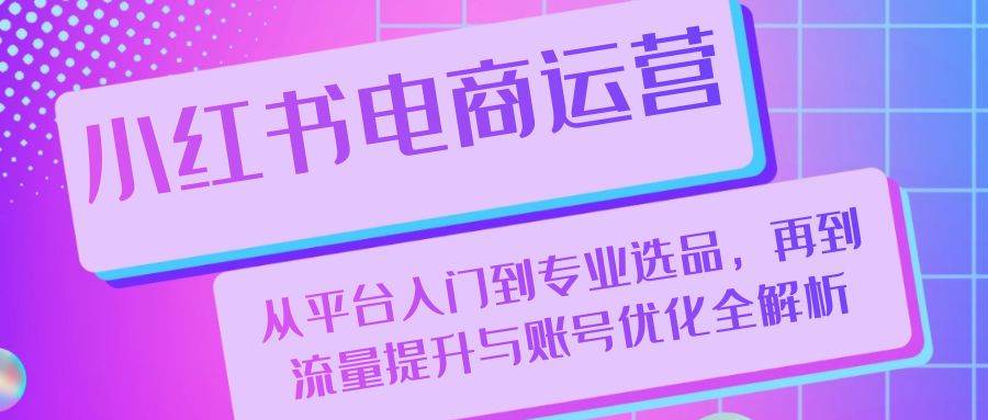 小红书电商运营：从平台入门到专业选品，再到流量提升与账号优化全解析-靠谱项目库