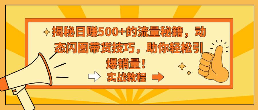 揭秘日赚500+的流量秘籍,动态闪图带货技巧,助你轻松引爆销量!-靠谱项目库