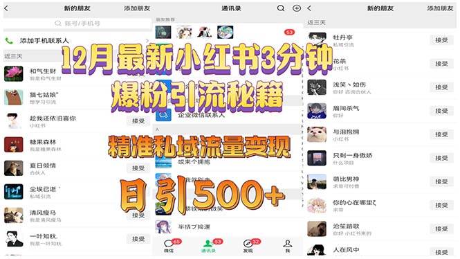 （13653期）12月最新小红书3分钟爆粉引流秘籍 精准私域流量变现 日引500+-靠谱项目库