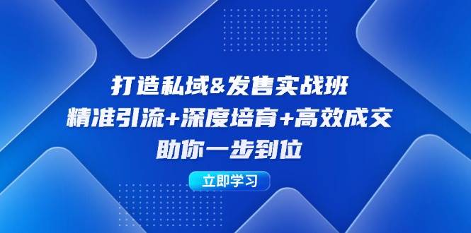 （12642期）打造私域&发售实操班：精准引流+深度培育+高效成交，助你一步到位-靠谱项目库