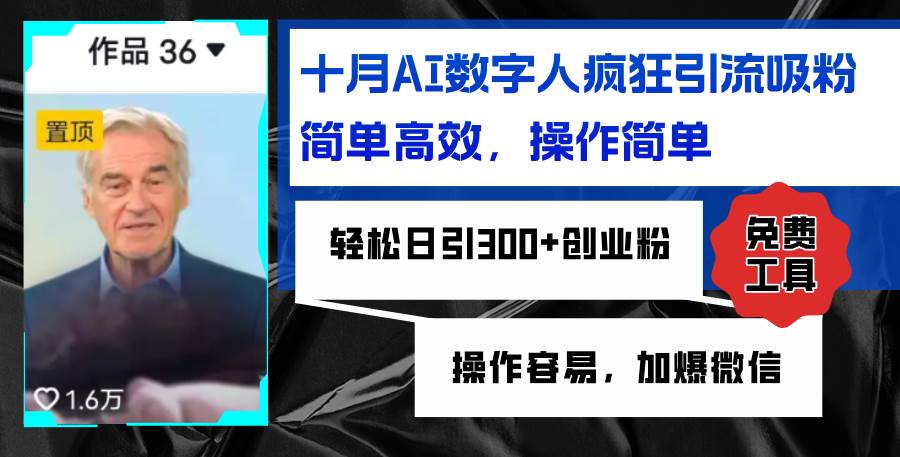 （12963期）AI数字人疯狂引流吸粉，简单高效，日引300+创业粉 ，操作容易，加爆微信-靠谱项目库