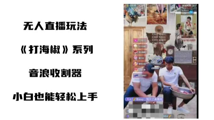 打海椒无人直播整蛊项目,小白轻松上手撸音浪收割器-靠谱项目库
