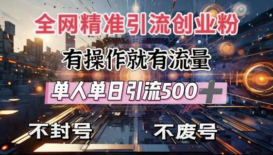 全网独家引流创业粉,有操作就有流量,单人单日引流500+,不封号、不费号-靠谱项目库