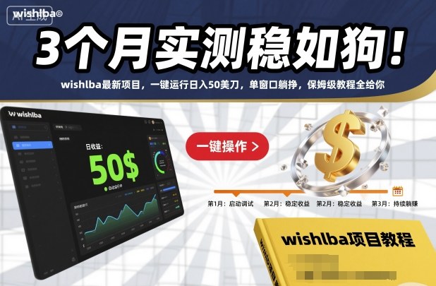3个月实测稳如狗！wishlba最新项目，一键运行日入50美刀，单窗口躺挣，保姆级教程全给你【揭秘】-靠谱项目库
