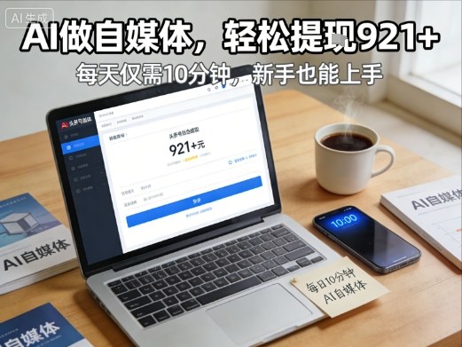 每天花费10分钟，头条号收益921+，用AI做自媒并不难【附视频教程】-靠谱项目库