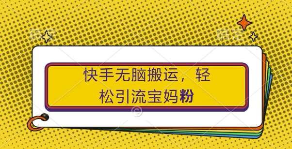 快手无脑搬运，轻松引流宝妈粉，纯小白轻松上手【揭秘】-靠谱项目库