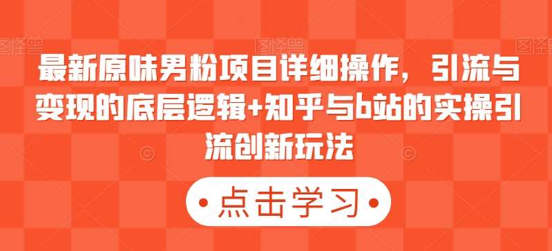 最新原味男粉项目详细操作，引流与变现的底层逻辑+知乎与b站的实操引流创新玩法-靠谱项目库