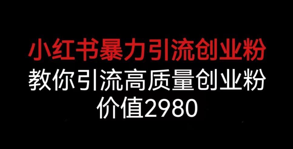 小红书暴力引流创业粉，教你引流高质量创业粉，价值2980【揭秘】-靠谱项目库