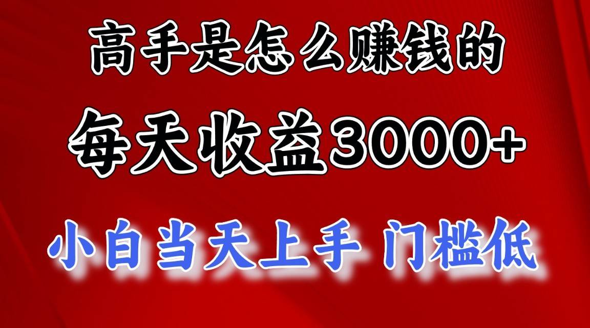 高手是怎么赚钱的，1天收益3500+，一个月收益10万+，-靠谱项目库