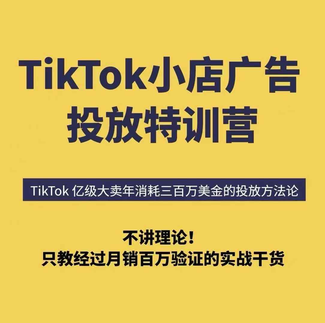 TikTok小店广告投放特训营，6天破局计划专治各种“投不动”，教你经过月销百万验证的实战干货-靠谱项目库