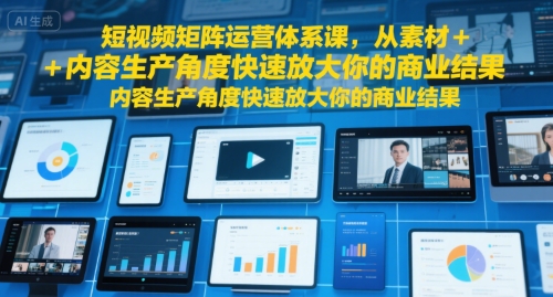 短视频矩阵运营体系课，从素材+内容生产角度快速放大你的商业结果-靠谱项目库