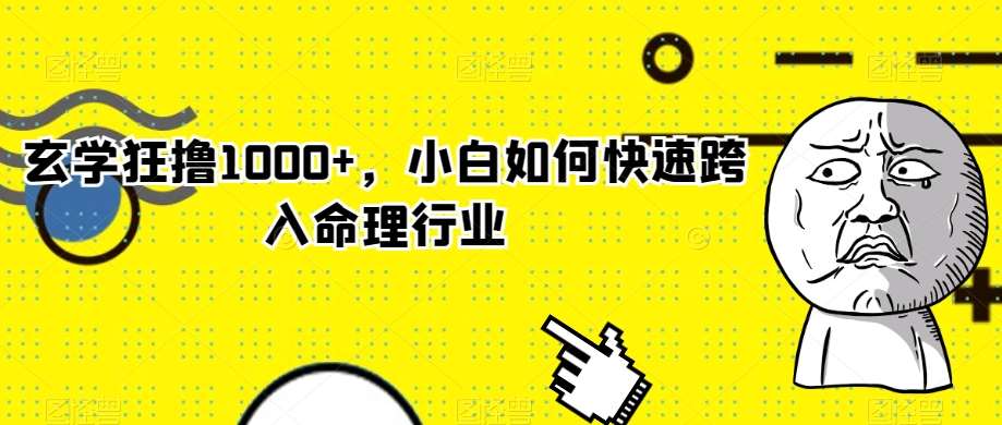 玄学狂撸1000+，小白如何快速跨入命理行业【揭秘】-靠谱项目库