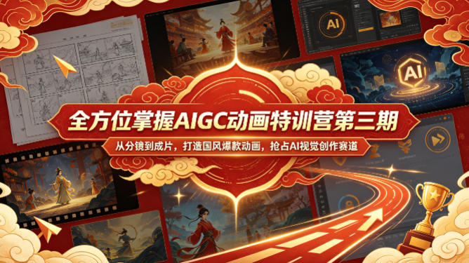 全方位掌握AIGC动画特训营第三期，从分镜到成片，打造国风爆款动画，抢占AI视觉创作赛道红利-靠谱项目库
