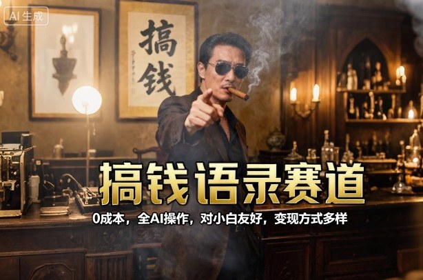 搞钱语录赛道,0成本,全AI操作,对小白友好,变现方式多样-靠谱项目库