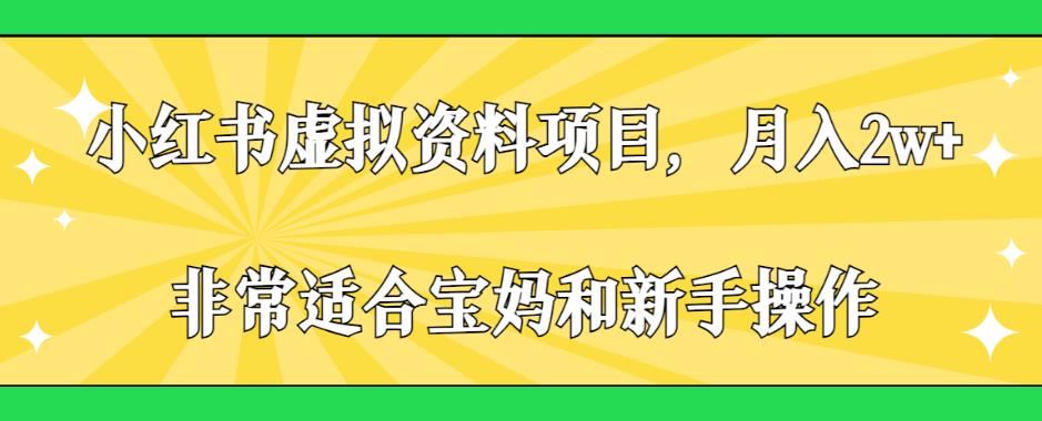 小红书虚拟资料项目，月入2w+，非常适合宝妈和新手操作【揭秘】-靠谱项目库