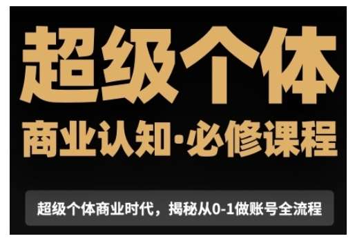 超级个体商业认知觉醒视频课，商业认知·必修课程揭秘从0-1账号全流程-靠谱项目库