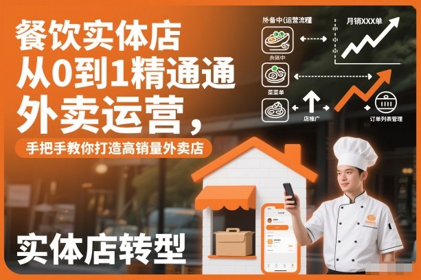 餐饮实体店从0到1精通外卖运营，手把手教你打造高销量外卖店-靠谱项目库