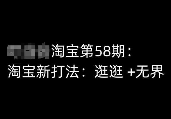 淘宝第58期培训课程，淘宝新打法：逛逛 +无界-靠谱项目库