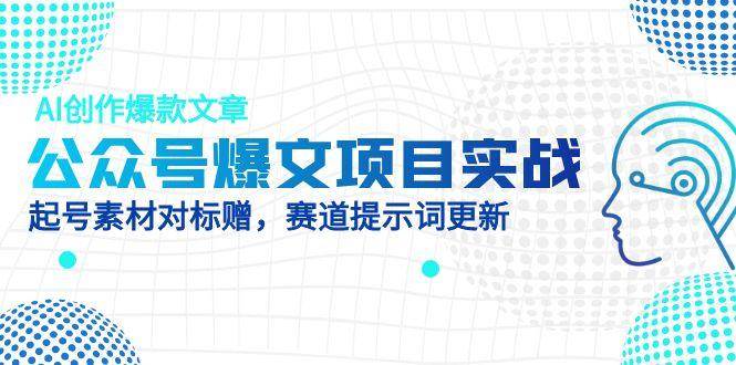 (14709期)公众号爆文项目实战,AI创作爆款文章,起号素材对标赠(附赛道AI提示词)-靠谱项目库