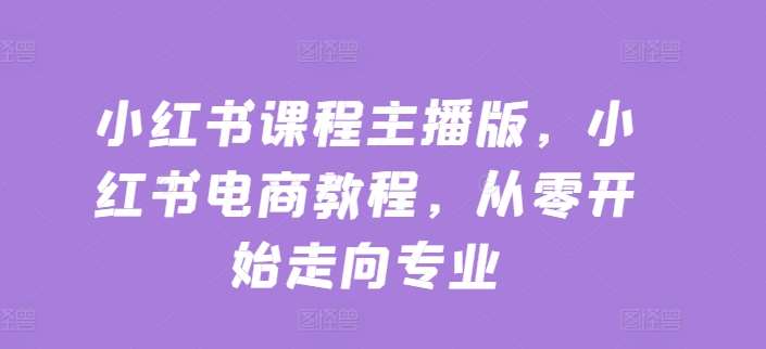 小红书课程主播版，小红书电商教程，从零开始走向专业-靠谱项目库