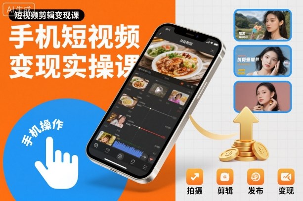 手机短视频变现实操课，短视频剪辑变现课-靠谱项目库
