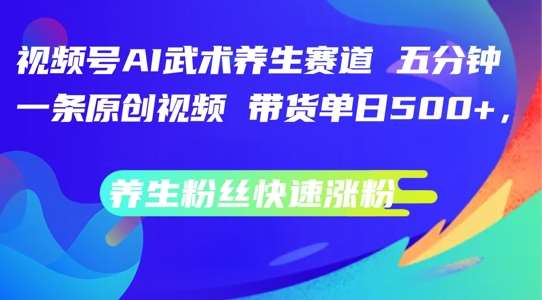 视频号AI武术养生赛道，五分钟一条原创视频，带货单日几张，养生粉丝快速涨粉【揭秘】-靠谱项目库