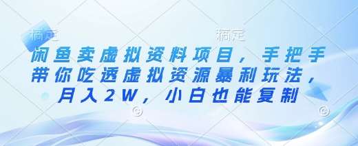 闲鱼卖虚拟资料项目，手把手带你吃透虚拟资源暴利玩法，月入2W，小白也能复制-靠谱项目库